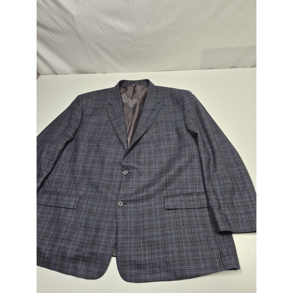 Oak Hill Premium Jackets & Blazers - Oak Hill Premium Blazer Mens 3XLT Big Tall Gray Wool Plaid Sport Coat FLAW